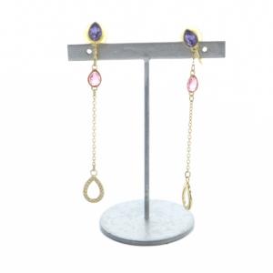 イヤリング アクセサリー 両耳用 クリップ式 ロング ラインストーン ゴールド色 GY11 /MQ