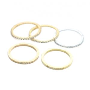 指輪 リング ラインストーン 5連 ロゴ 13号 16号 ゴールド色 シルバー色 GY11 /MQ