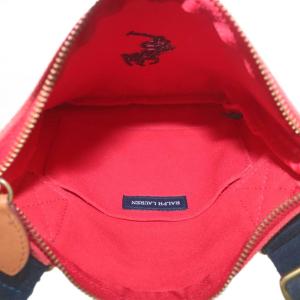 RALPH LAUREN ショルダーバッグ ポシェット キャンバス ポニー ロゴ 刺繍 赤 レッド 紺 ネイビー /XZ GY11