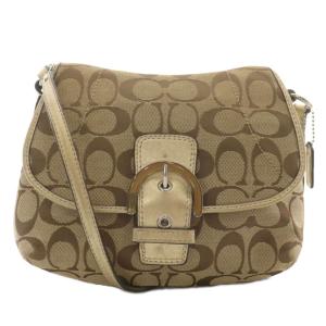 ショルダーバッグ キャンバス レザー シグネチャー 総柄 茶色 ブラウン /XZ GY11