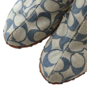 COACH フェリシティ クロッグ ミュール サンダル デニム キャンバス ウッドソール シグネチャー 総柄 6B