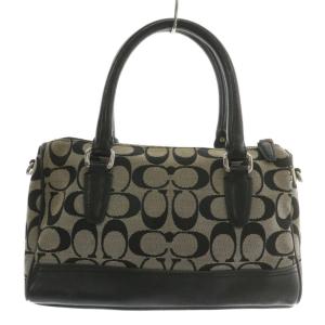 COACH ハンドバッグ ショルダー 2WAY キャンバス レザー シグネチャー 総柄 ロゴ 黒 ブラック /XZ