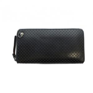 長財布 ウォレット パンチング ロゴ レザー 黒 ブラック GY18 /MQ