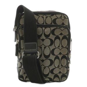 ショルダーバッグ キャンバス レザー シグネチャー 総柄 グレー 黒 ブラック 4270 /XZ GY18