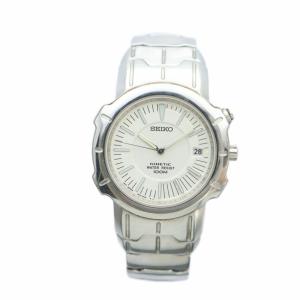 SEIKO KINETIC 5M42-0G60 腕時計 ウォッチ 自動巻き 白文字盤 デイト カレンダー付き ロゴ