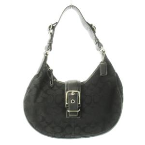 ハンドバッグ ワンショルダー キャンバス レザー 革 バックル シグネチャー ロゴ 黒 ブラック /CK26