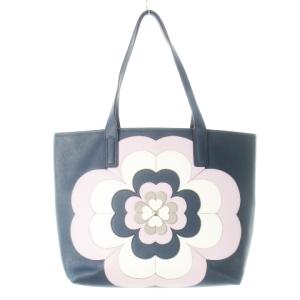 レイリー スペード フラワー トートバッグ ビッグサイズ PVC レザー 革 花 ロゴ 青 ブルー /CK13