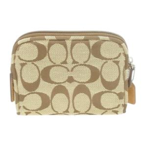 COACH ポーチ キャンバス レザー 革 ロゴ シグネチャー 茶 ブラウン /AO16 GY11