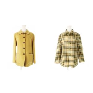 リバーシブル ステンカラー ジャケット ウール ハウスチェック 無地 40 L 茶 ブラウン /CK2