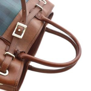 RALPH LAUREN ハンドバッグ トート PVC レザー チェック柄 ブラックウォッチ ロゴ 緑 グリーン GY18 /MQ