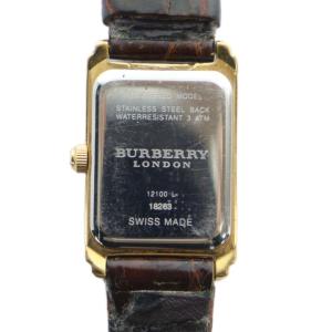 BURBERRY 12100L 腕時計 クォーツ スクエア レザーベルト ゴールドカラー