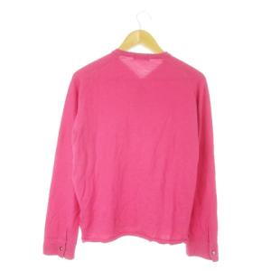 BURBERRY BLACK LABEL 長袖ニット セーター ヘンリーネック ワンポイント ロゴ刺繍 3 L ピンク /AO14 GY18