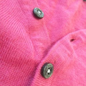 BURBERRY BLACK LABEL 長袖ニット セーター ヘンリーネック ワンポイント ロゴ刺繍 3 L ピンク /AO14 GY18