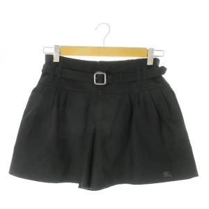 キュロットパンツ ショートパンツ ロゴ刺繍 ベルト 36 S 黒 ブラック /AO27