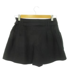 BURBERRY BLUE LABEL キュロットパンツ ショートパンツ ロゴ刺繍 ベルト 36 S 黒 ブラック /AO27