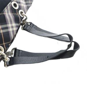 BURBERRY LONDON ハンドバッグ トート レザー ロゴ チェック柄 ナイロンキャンバス 黒 ブラック GY18 /MQ