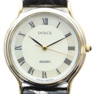 5E31-6D60 腕時計 ウォッチ ドルチェ シェル文字盤 クォーツ レザーベルト ローマン シルバー色