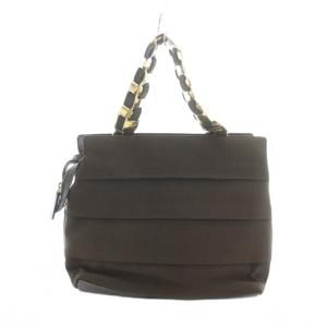 Salvatore Ferragamo ヴァラ VARA リボン ハンドバッグ ナイロンキャンバス レザー ロゴ 茶 ブラウン GY18 /MQ