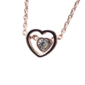 ネックレス アクセサリー ハート ラインストーン ロゴ ピンクゴールド色 GY11 /MQ