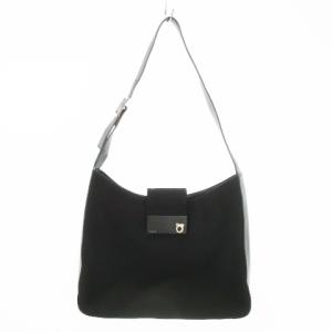 ショルダーバッグ 肩掛け キャンバス レザー ガンチーニ ロゴ 黒 ブラック /AO9 GY11