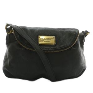 ショルダーバッグ レザー ロゴプレート ゴールド金具 黒 ブラック /XZ GY11
