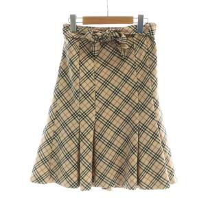 ミドルスカート フレア ロゴ ノバチェック柄 ジップフライ 38 S ベージュ GY11 /MQ