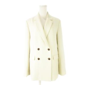 Pブッチャー テーラードダブルジャケット 背抜き リネンライク ストレッチ 40 L 生成り エクリュ