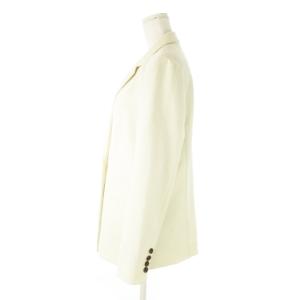 green label relaxing Pブッチャー テーラードダブルジャケット 背抜き リネンライク ストレッチ 40 L 生成り エクリュ