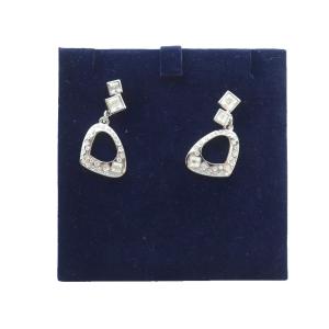 ピアス アクセサリー 両耳用 ロゴ ラインストーン クリスタル シルバー色 GY05 /MQ