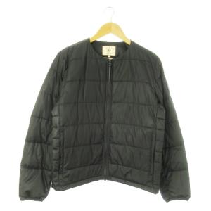 THERMOLITE PRO 中綿ジャケット ノーカラー ジップアップ 軽量 ロゴ アウトドア M 黒