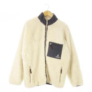 ボアフリースブルゾン スタンドカラー ジップアップ 切替 ロゴ アウトドア L ライトベージュ GMJ3-F1075