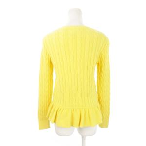 RALPH LAUREN ニットカーディガン クルーネック 長袖 ペプラム フリル ロゴ刺繍 大きいサイズ XL 黄 イエロー /AH12