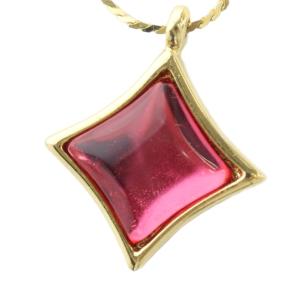 YSL ヴィンテージ ネックレス アクセサリー ペンダント 赤石 カラーストーン ゴールドカラー 金色