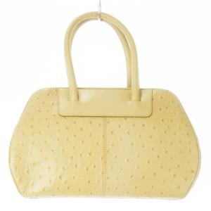 ハンドバッグ レザー 革 オーストリッチ 切替 ベージュ /CK19 GY18