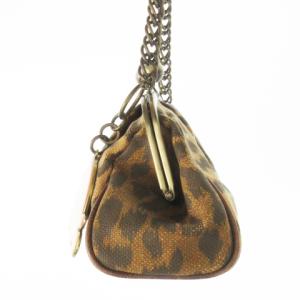 HYSTERIC GLAMOUR ハンドバッグ ミニ がま口 キャンバス レザー 革 プリント アニマル レオパード ヒョウ柄 ロゴチャーム