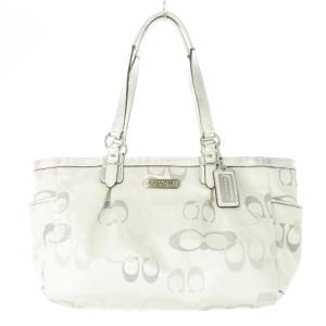 ショルダーバッグ ハンドバッグ キャンバス ジャカード レザー 革 ラメ シグネチャー ロゴ シルバーカラー