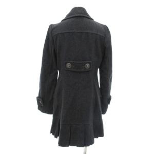 BURBERRY BLUE LABEL ピーコート Pコート ロングコート ウール 38 グレー ダブル ロゴボタン フリルヘム /IU GY11