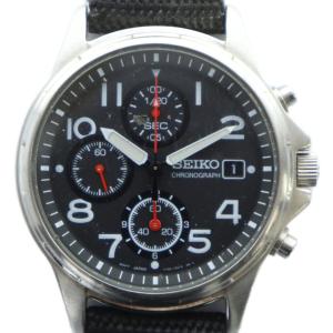 7T92-0880 腕時計 ウォッチ クォーツ クロノグラフ カレンダー付き 黒文字盤 シルバー色 GY11