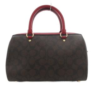COACH シグネチャー 2WAY ボストンバッグ ロゴマニア ブラウン レッド J2279-83607