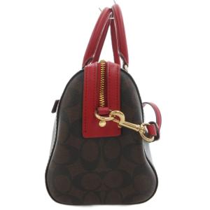 COACH シグネチャー 2WAY ボストンバッグ ロゴマニア ブラウン レッド J2279-83607