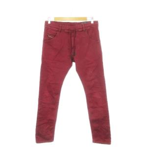KROOLEY-NE デニムパンツ ジョグジーンズ スキニー ストレッチ イージー 28 赤 ボルドー