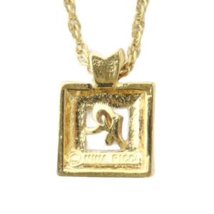 NINA RICCI ネックレス アクセサリー ロゴ ラインストーン スクエア ゴールド色 GY18 /MQ