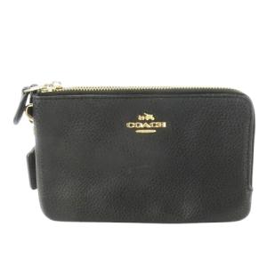 ポーチ マルチケース レザー 革 L字ファスナー ロゴ 黒 ブラック F87590 /CK24 GY18