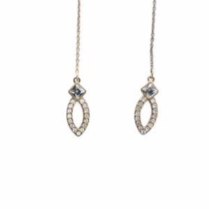 SWAROVSKI ピアス アクセサリー 両耳用 ロゴ クリスタル フェイクパール チェーンゴールド色 GY18 /MQ