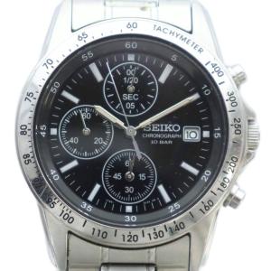 7T92-0DW0 腕時計 ウォッチ クォーツ クロノグラフ カレンダー付き デイト 黒文字盤 ロゴ シルバー色