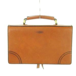 ハンドバッグ セカンドバッグ レザー パンチング ロゴ型押し 茶 ブラウン /MN16 GY18