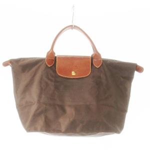 ル プリアージュ トートバッグ ハンドバッグ ナイロン レザー 革 ロゴ型押し M 茶 ブラウン /CK20