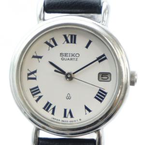 3422-0020 腕時計 ウォッチ クォーツ ローマン カレンダー付き 白文字盤 レザーベルト シルバー色