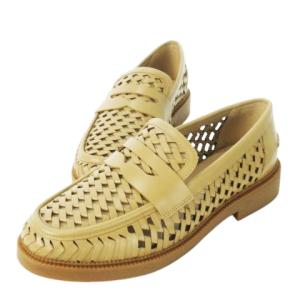 EDEN LOAFER コインローファー レザー 革 メッシュ編み 透け感 6.5 23.5cm キャメル