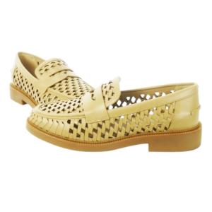 MICHAEL Michael Kors EDEN LOAFER コインローファー レザー 革 メッシュ編み 透け感 6.5 23.5cm キャメル